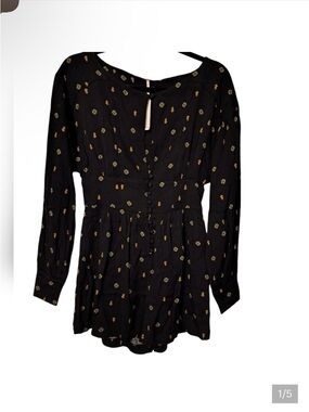 Free People Black Comb Printed Romper